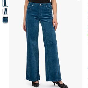 KUT from the Kloth Women's Jean High-Rise Wide Leg Clean Hem in Teal Blue 8 NEW